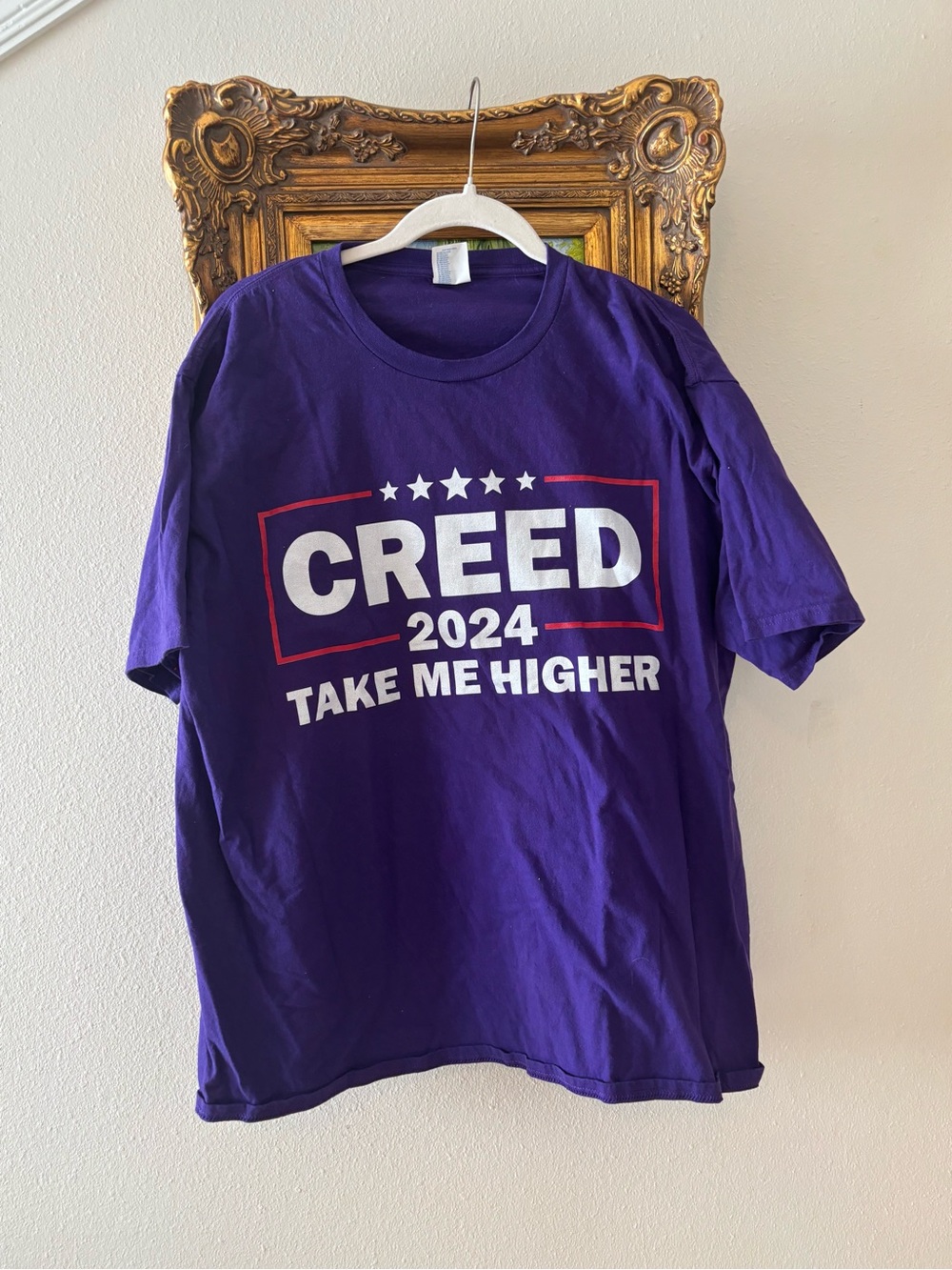 Creed Purple Graphic Tee with White & Red Print